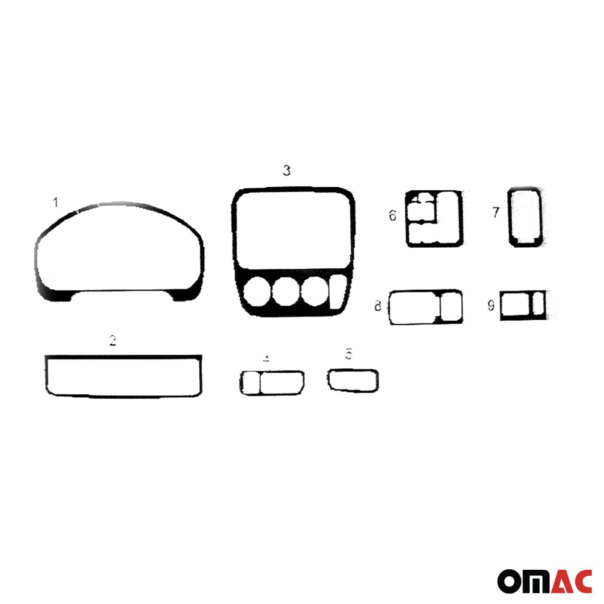 Honda CR-V Dashboard Kit - Omac - 9 Pcs. - Carbon - '97-'01
